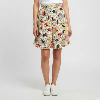 Pre-owned Chloé Beige Abstract Geometric Print Silk Crepe Shorts M In Sand