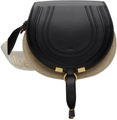 Chloé Small Marcie Logo-strap Saddle Bag In 001 Black