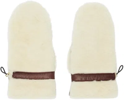 Chloé Beige & Brown Paneled Shearling Mittens In 95f Beige - Brown 1