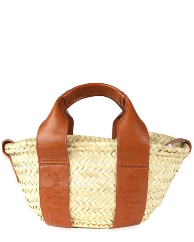 Chloé Beige & Brown Raffia & Calfskin Small Sense Basket Bag (authentic Pre-  Loved) In Neutral