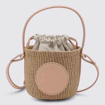 Chloé Beige And Pink Raffia Mini Horse Satchel