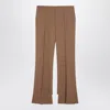 Chloé Beige Asymmetrical Wool Trousers In Animal Print