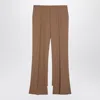 Chloé Beige Asymmetrical Wool Trousers In Brown