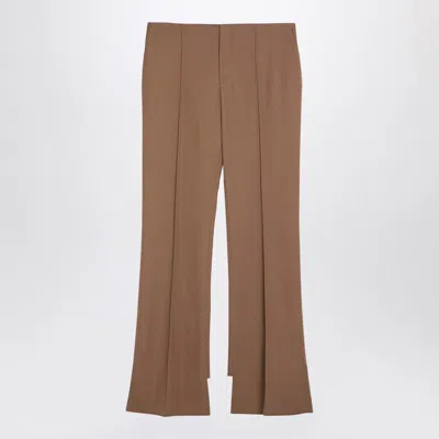 CHLOÉ CHLOÉ  BEIGE ASYMMETRICAL WOOL TROUSERS