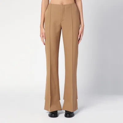 CHLOÉ CHLOÉ BEIGE ASYMMETRICAL WOOL TROUSERS