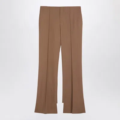 CHLOÉ CHLOÉ BEIGE ASYMMETRICAL WOOL TROUSERS WOMEN