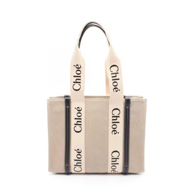 Pre-owned Chloé Beige Black Canvas Leather Tote Bag () In Multi