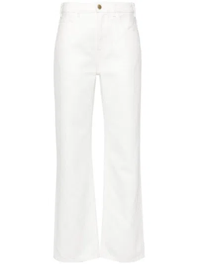 Chloé White Five-pocket Jeans With Logo Detail In Cotton Blend Denim Woman