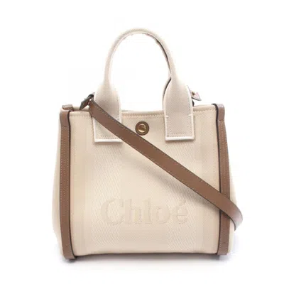 Pre-owned Chloé Beige Brown Canvas Leather Tote Bag () In Multi