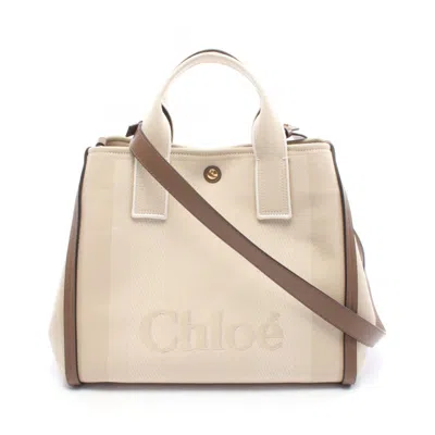 Pre-owned Chloé Beige Brown Canvas Leather Tote Bag () In Multi