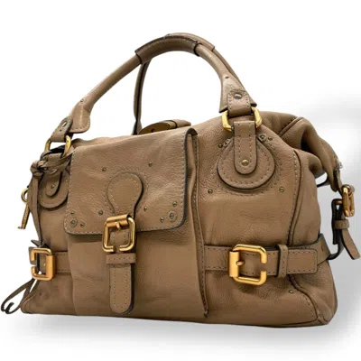 Pre-owned Chloé Beige Brown Leather Boston Bag Handbag ()