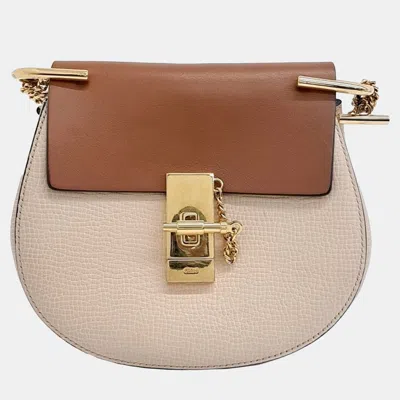 Pre-owned Chloé Beige Brown Leather Drew Chain Crossbody Bag