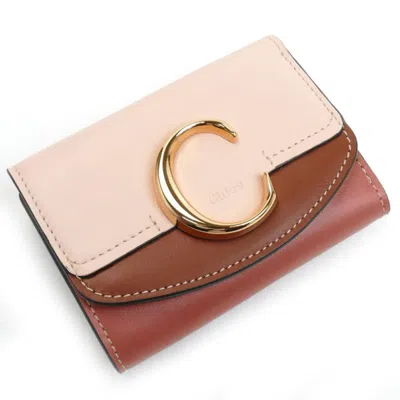 Pre-owned Chloé Beige Brown Leather Wallet (tri-fold) () In Beige, Brown
