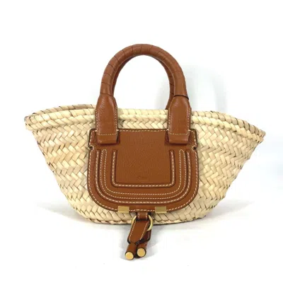 Pre-owned Chloé Beige Brown Straw Leather Handbag Tote Bag () In Beige, Brown