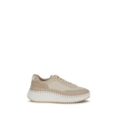 Chloé Beige Calf Leather Bos Taurus Chunky Sneakers In Nude
