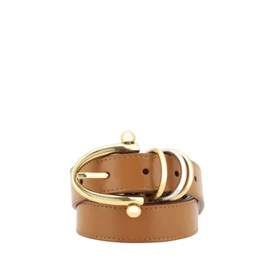 Chloé Beige Calf Leather Bos Taurus Regular Belt In Brown