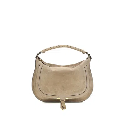 Chloé Beige Calf Leather Bos Taurus Shoulder Bag In Gray