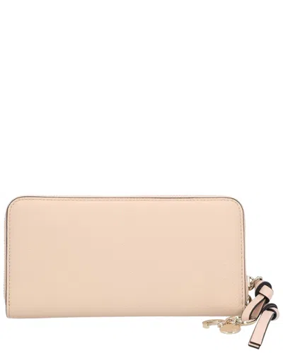 Chloé Beige Calfskin Alphabet Long Wallet In Neutral