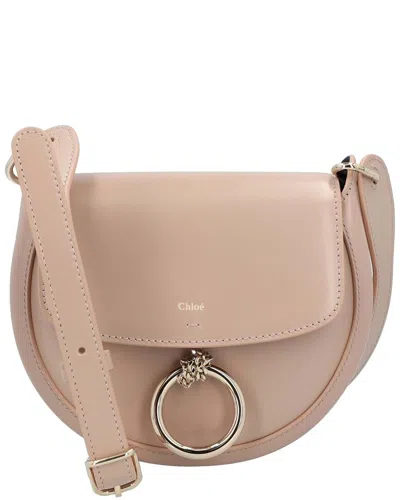 Chloé Beige Calfskin Leather Arlene S Shoulder Bag In Pink