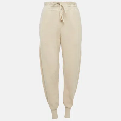 Pre-owned Chloé Beige Cashmere Knit Iconic Track Pants L