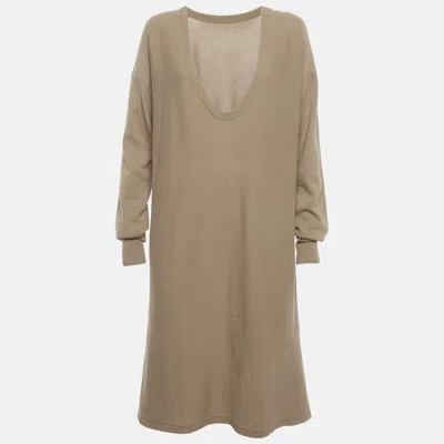Pre-owned Chloé Beige Cashmere Knit Mini Dress S In Sand