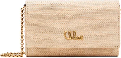 Chloé Beige '' Iconic Flap Wallet On Chain Clutch In Neutral