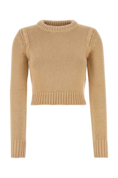 Chloé Cotton Crew Neck Sweater In Light Nude