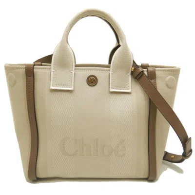 Pre-owned Chloé Beige Cotton Canvas Leather Tote Bag () In Sand