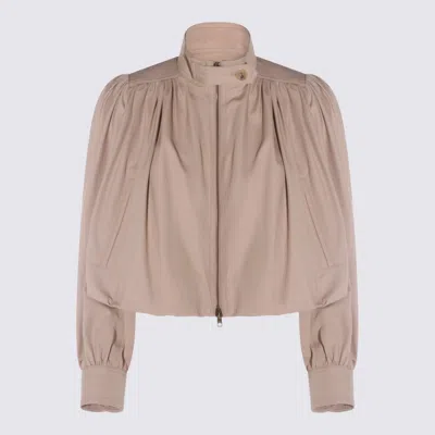 Chloé Beige Cotton Casual Jacket In Pink