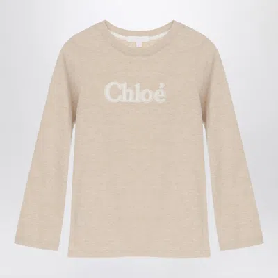 Chloé Kids' Beige Cotton Jersey With Logo