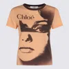 Chloé Multicolor Crewneck T-shirt With Maxi Graphic Print On The Front In Wool Blend Woman In Brown