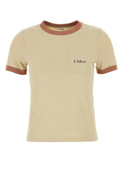 Chloé T-shirt With Logo In Blondie Yellow