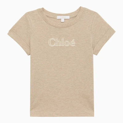 Chloé Kids' Beige Cotton T-shirt With Logo