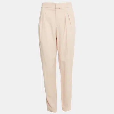 Pre-owned Chloé Beige Crepe Pleated Trousers M