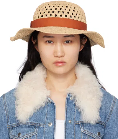 Chloé Beige Crochet Raphia Beach Hat In 223 Straw Beige