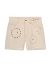 Chloé Eyelet-detail Cotton Denim Shorts In Brown
