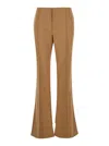 Chloé Beige Flared Pants With Asymmetric Hem In Grain De Poudre Wool Woman In Multicolor