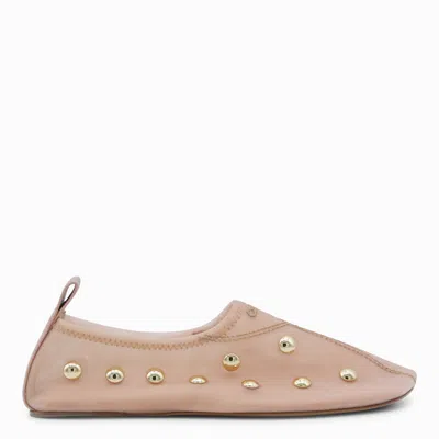 Chloé Rita Blushy Beige Ballet Flats In Transparent Mesh Women In Neutral
