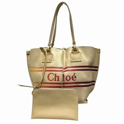 Pre-owned Chloé Beige Gold Leather Handbag Tote Bag () In Beige, Gold
