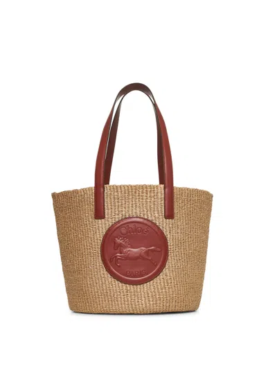 CHLOÉ BEIGE HORSE MEDAL LARGE BASKET BAG