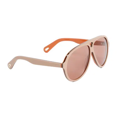 Chloé Beige Jasper Shield Sunglasses In Pink