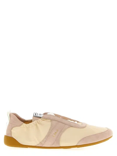 Chloé Beige Lace Up Sneakers In Neutral