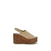 Chloé Beige Lamb Ovis Aries Aries Platform Sandals In Neutral