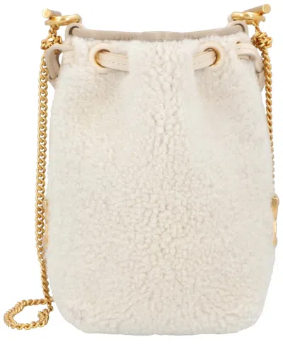 Chloé Beige Lambskin Marcie Micro Bucket Bag In White