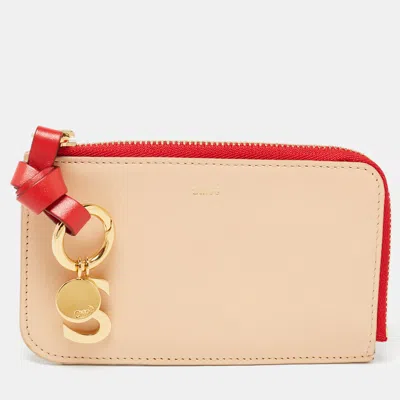 Pre-owned Chloé Beige Leather Alphabet Coin Purse