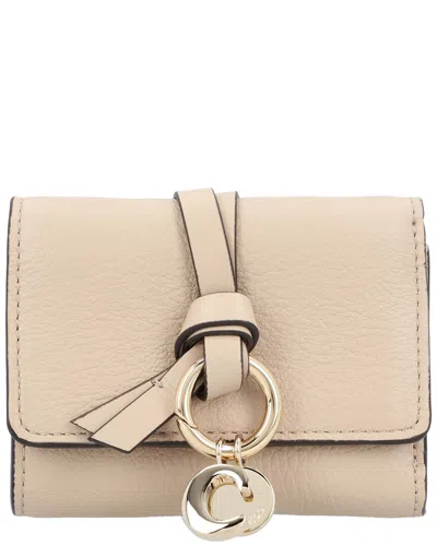 Chloé Beige Leather Alphabet Mini Trifold Wallet In Neutral