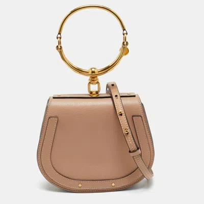 Pre-owned Chloé Beige Leather And Suede Small Nile Bracelet Shoulder Bag In Sand