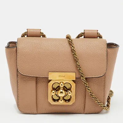 Pre-owned Chloé Beige Leather Mini Elsie Crossbody Bag In Sand