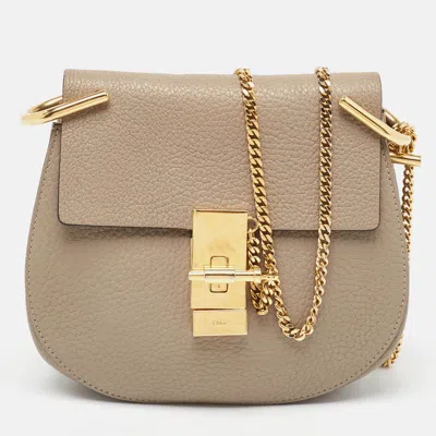 Pre-owned Chloé Beige Leather Small Drew Chain Crossbody Bag