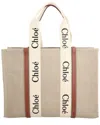 Chloé Beige Linen Large Woody Tote , Never Carried (authentic Pre-loved) In Neutral